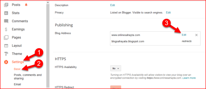 domain in blogger