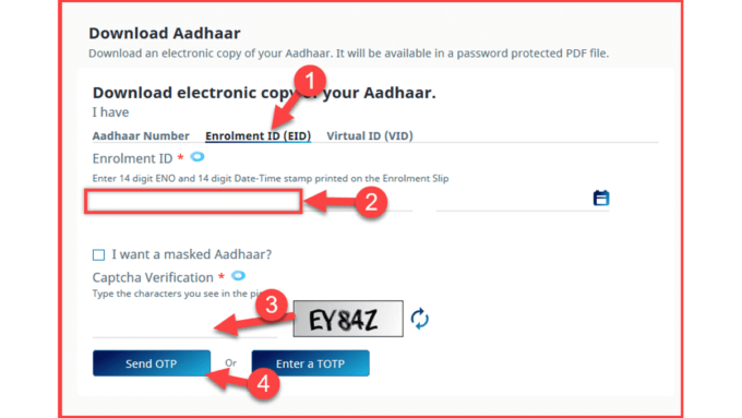 Download Aadhar Card WIth Enrolment ID
