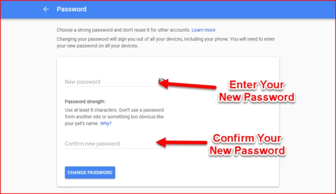 Change Password In Gmail