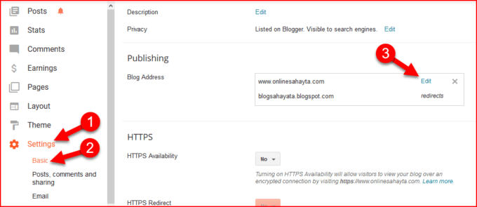 domain in blogger